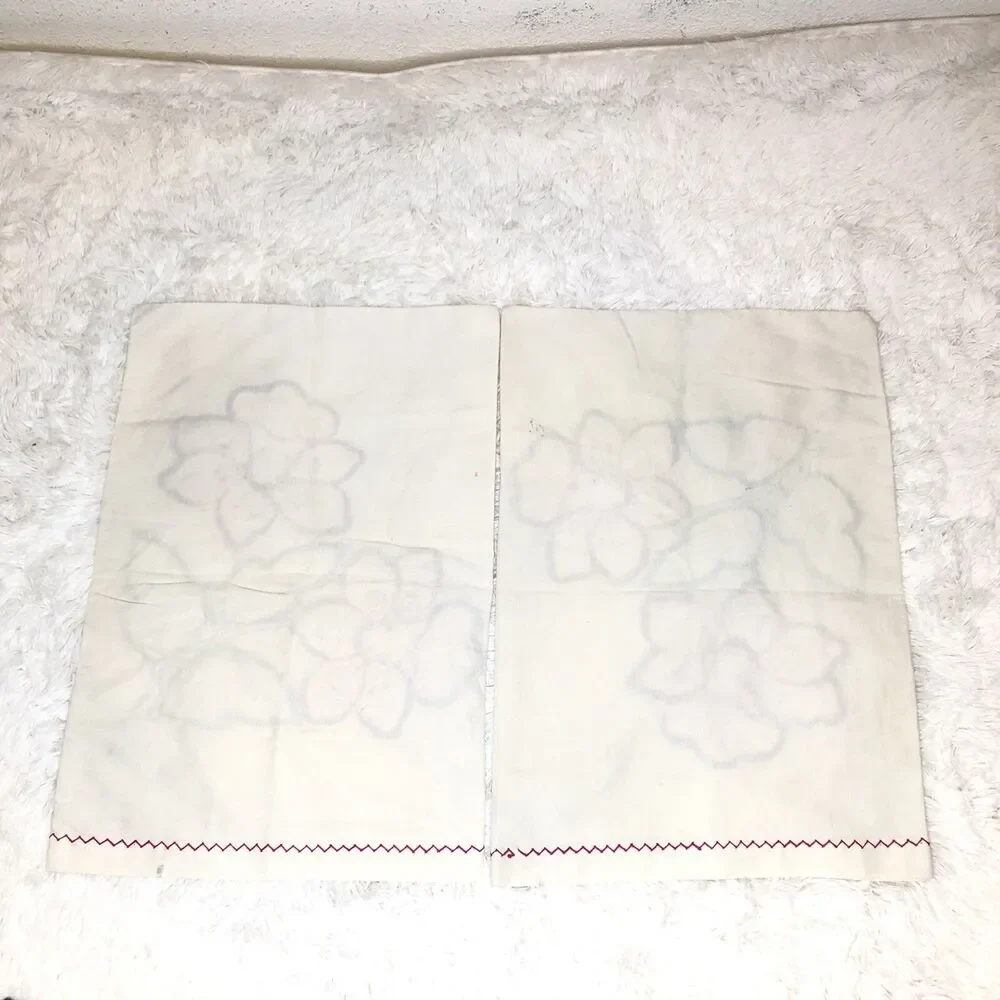 White Embroidered 2 Pillow Covers White Flowers Standard Boho Cottagecore
